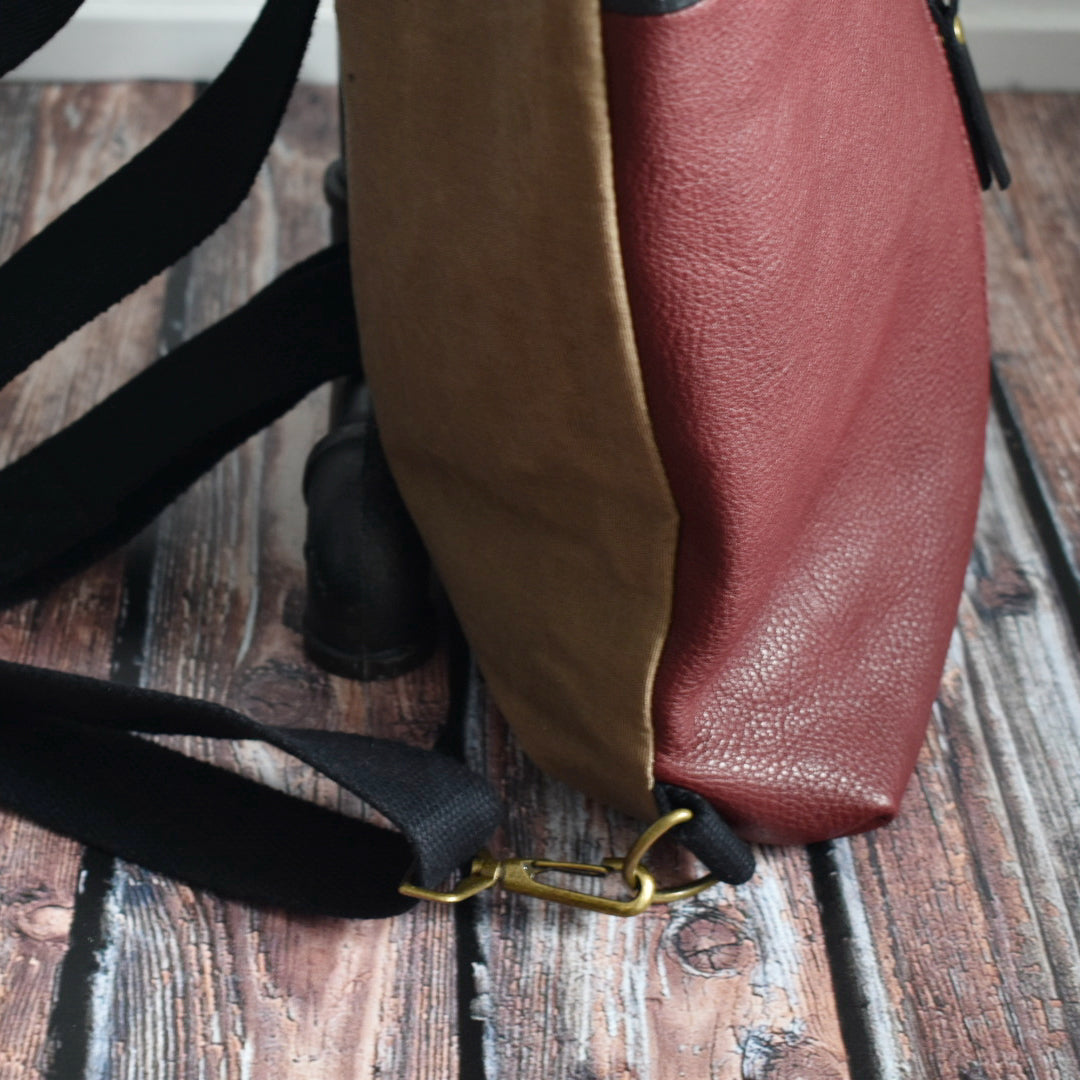 Miki Waxed Canvas & Veg Tan Leather Dual Purpose Bag