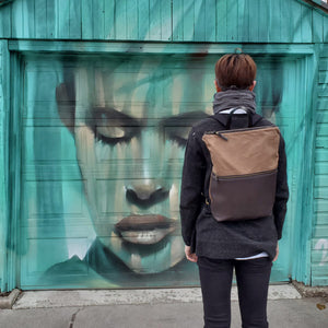 Mara Waxed Canvas & Veg Tan Leather Backpack