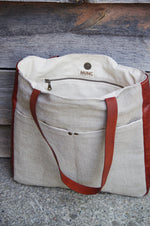 Load image into Gallery viewer, Stonewashed Line &amp; Veg Tan Leather Tote
