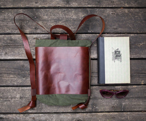 Mona Waxed Canvas & Leather Backpack