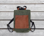 Load image into Gallery viewer, Milo Waxed Canvas &amp; Veg Tan Leather Backpack
