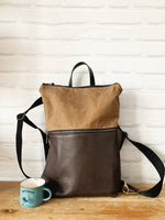 Load image into Gallery viewer, MUNC Waxed Canvas and Leather Backpack
